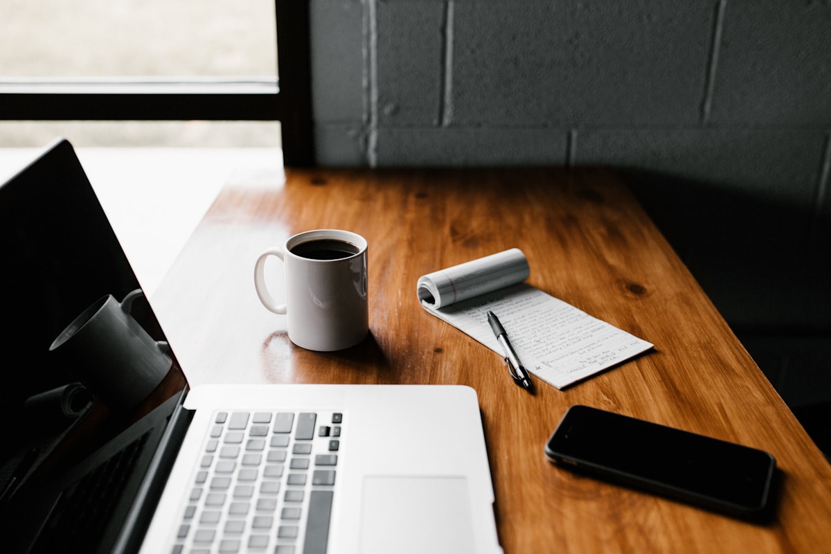 Laptop and everyday desk objects